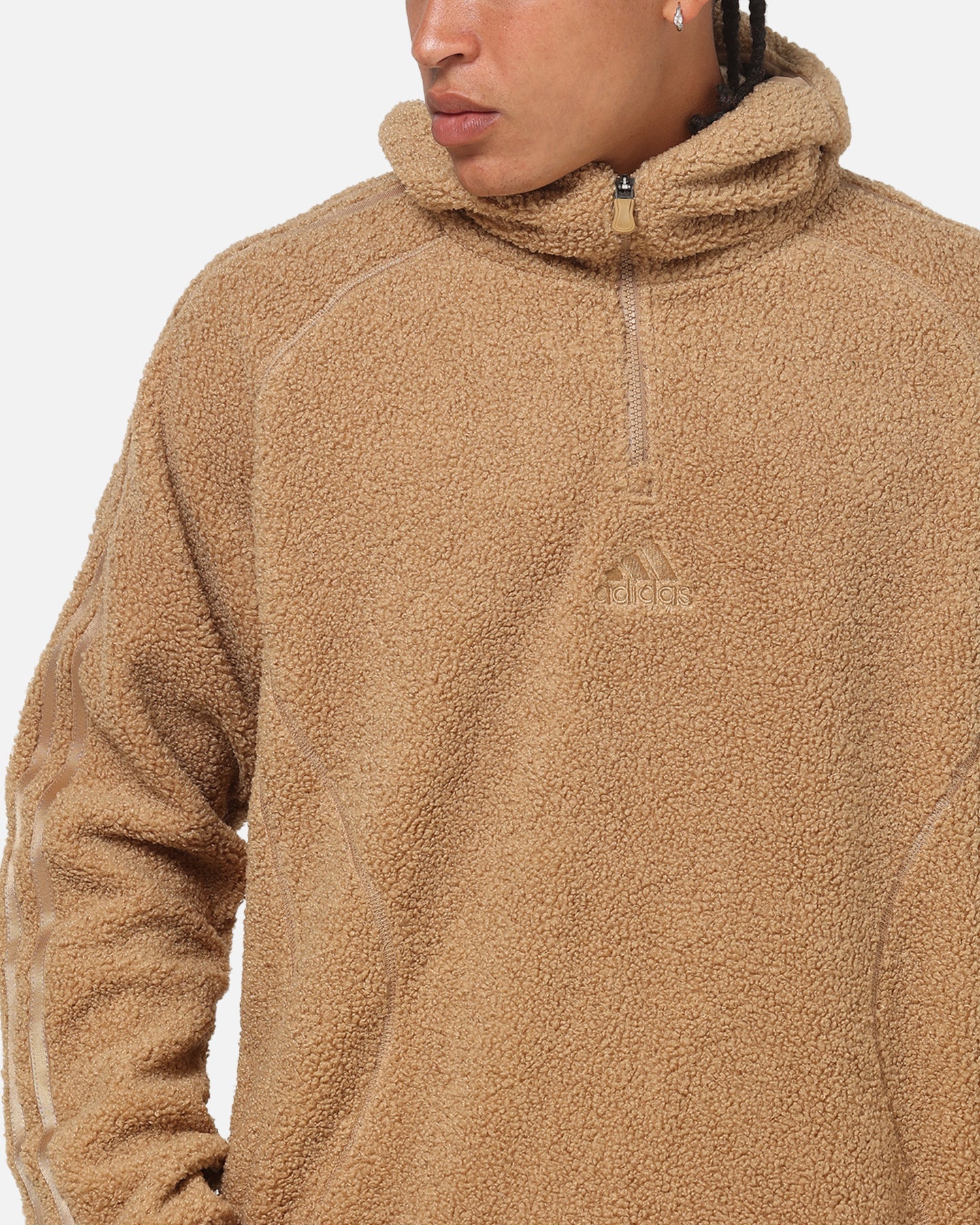 Adidas Fleece Teamgeist 1/4 Zip Hoodie Cardboard