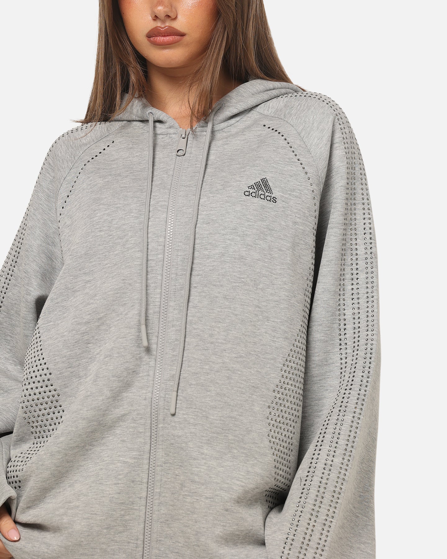 Adidas Women's Teamgeist Rhinestone Track Top Grey Marle