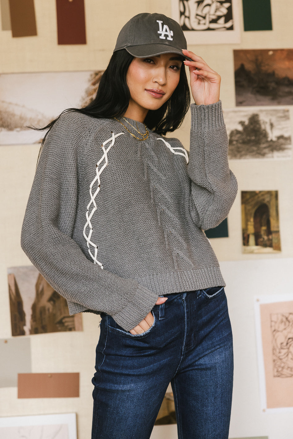 Bella Knit Sweater in Grey - FINAL SALE