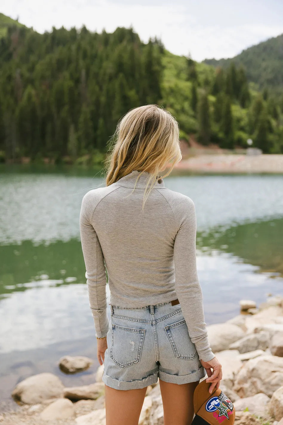 Hester Waffle Knit Top in Grey - FINAL SALE