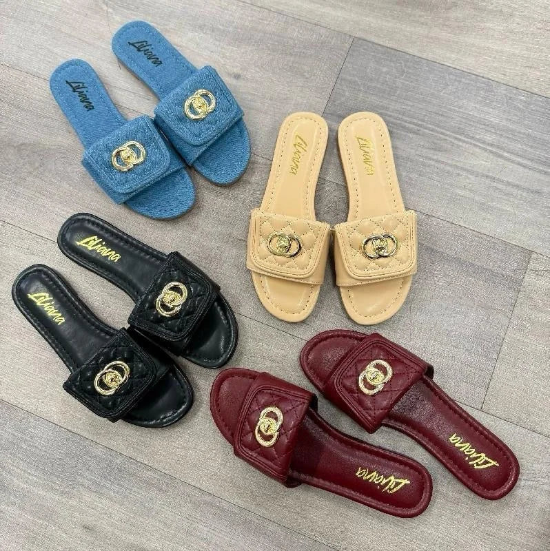Kendry Charm Slip-On Sandals Black