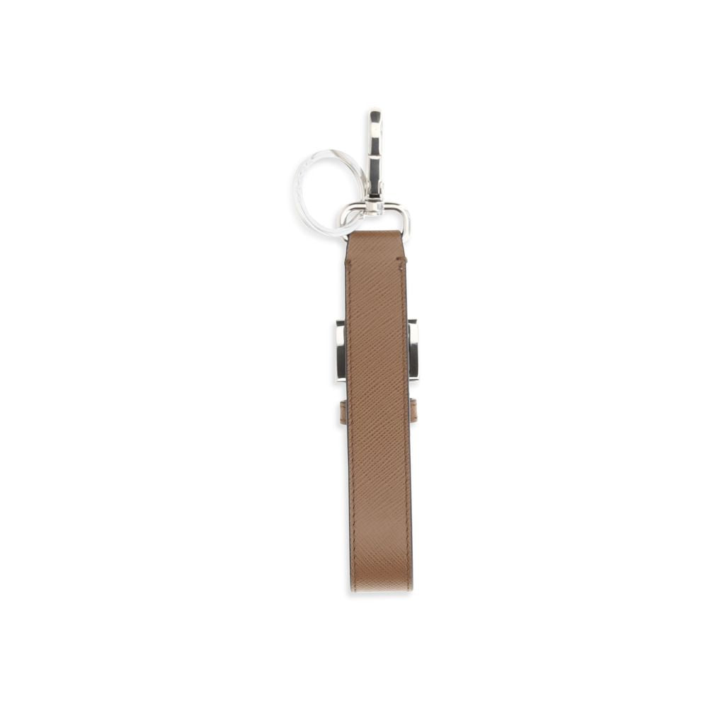 Prada Saffiano Leather Key Case — Brown