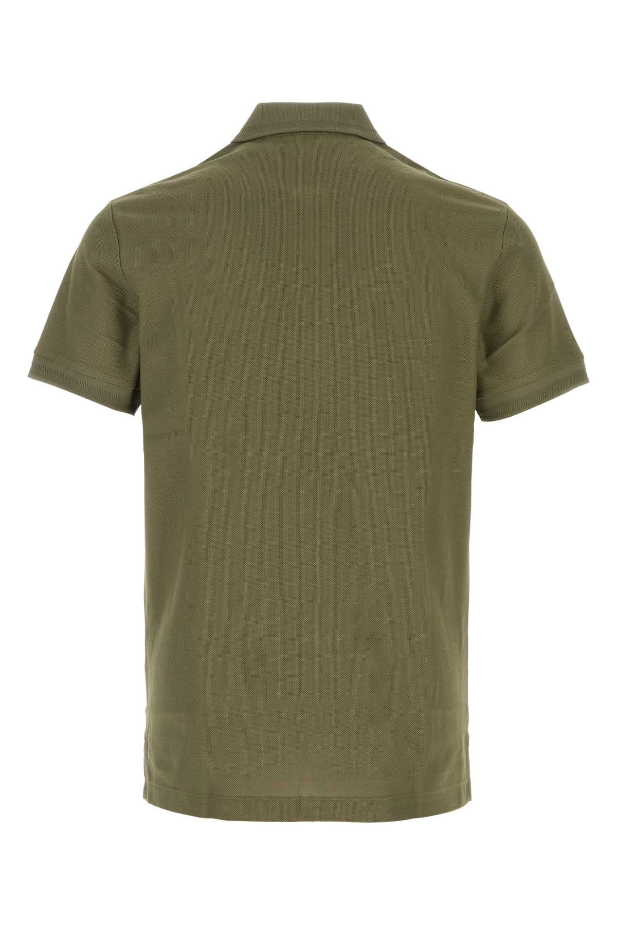 Burberry Logo-Embroidered Piquet Cotton Polo Shirt — Olive