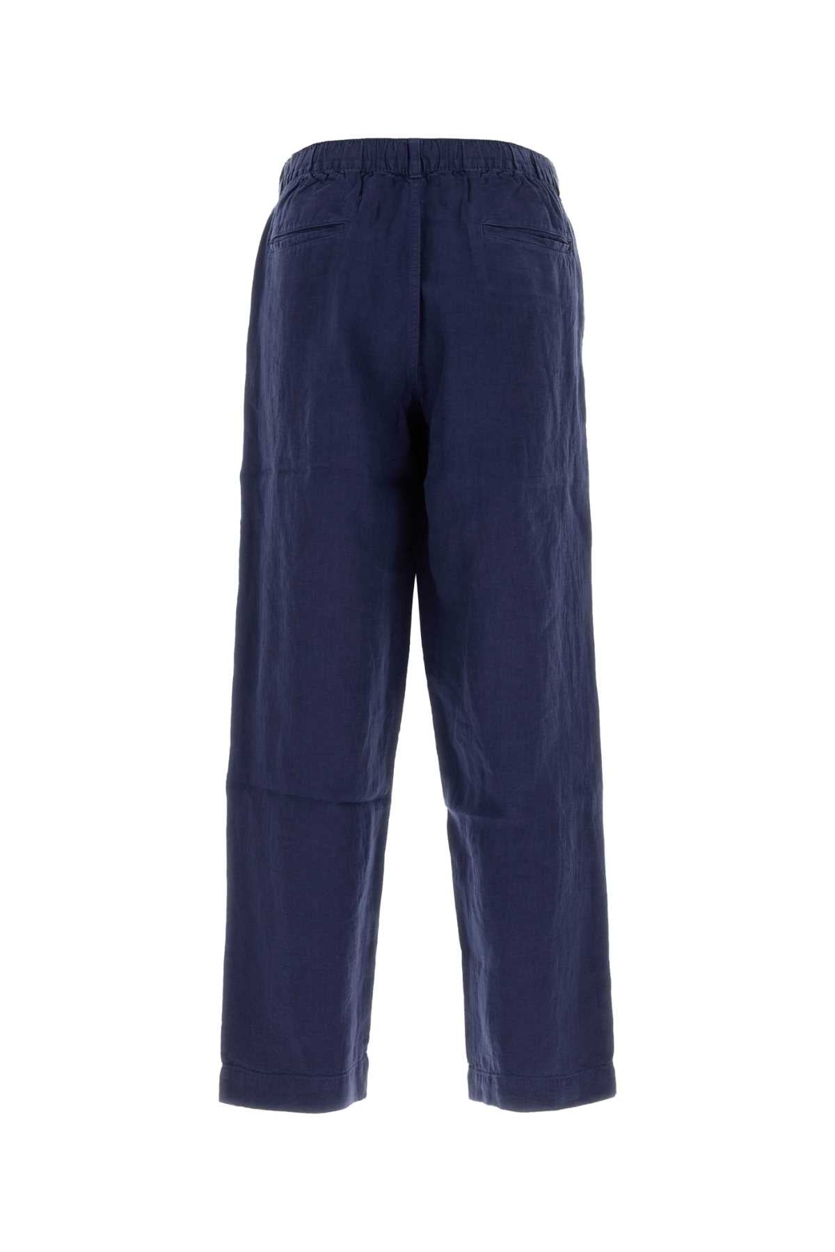 Polo Ralph Lauren Pleated Linen Trousers — Navy