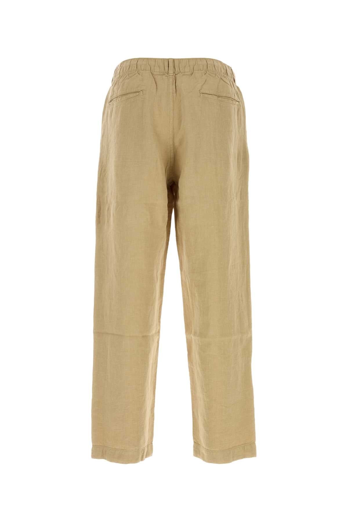 Polo Ralph Lauren Pleated Linen Trousers — Beige