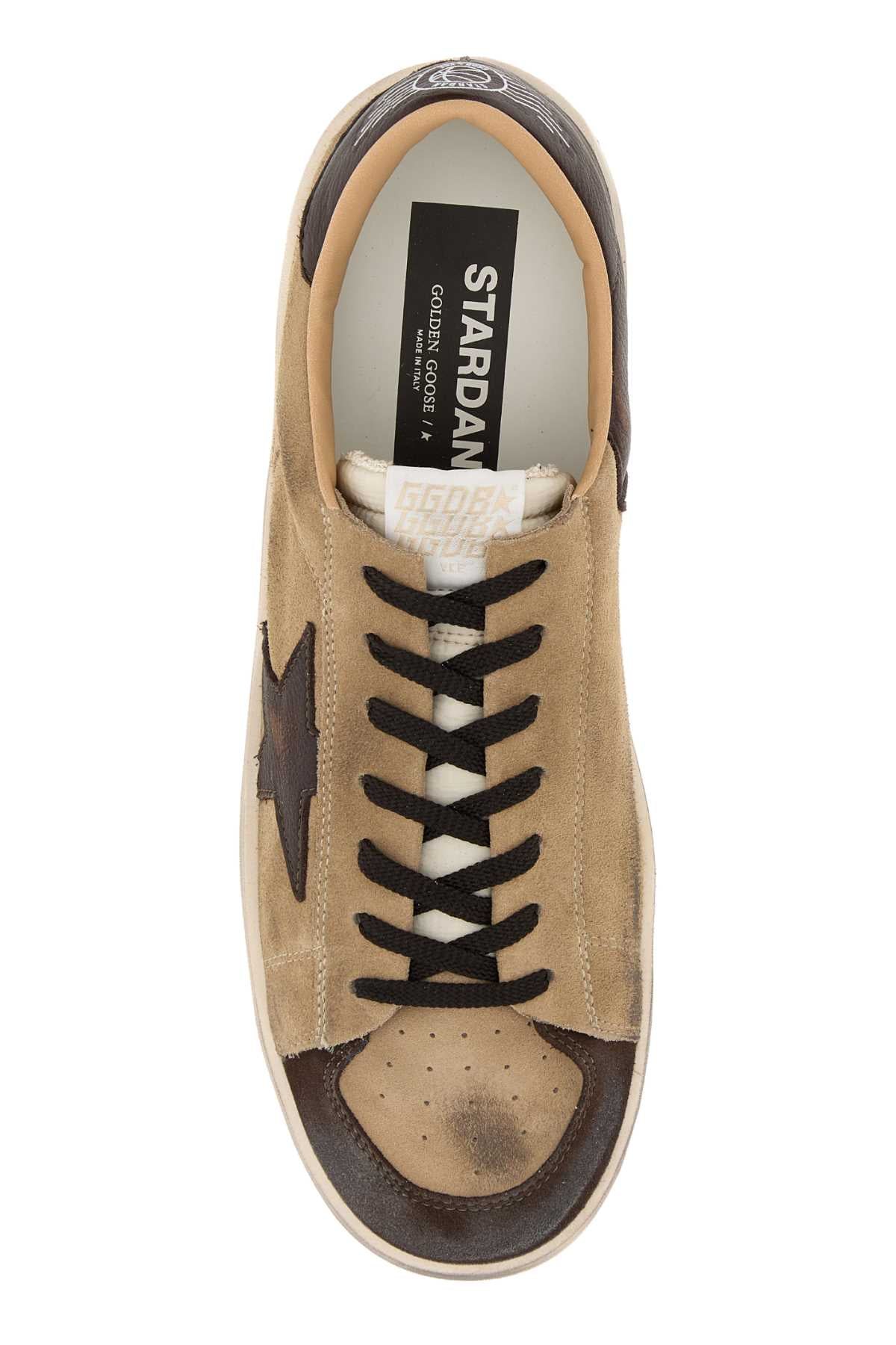 Golden Goose Deluxe Brand Suede and Leather Star-Patch Sneaker — Beige