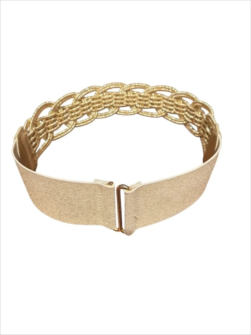Luna Wave Gold Waist Belt with Braided Elastic Design