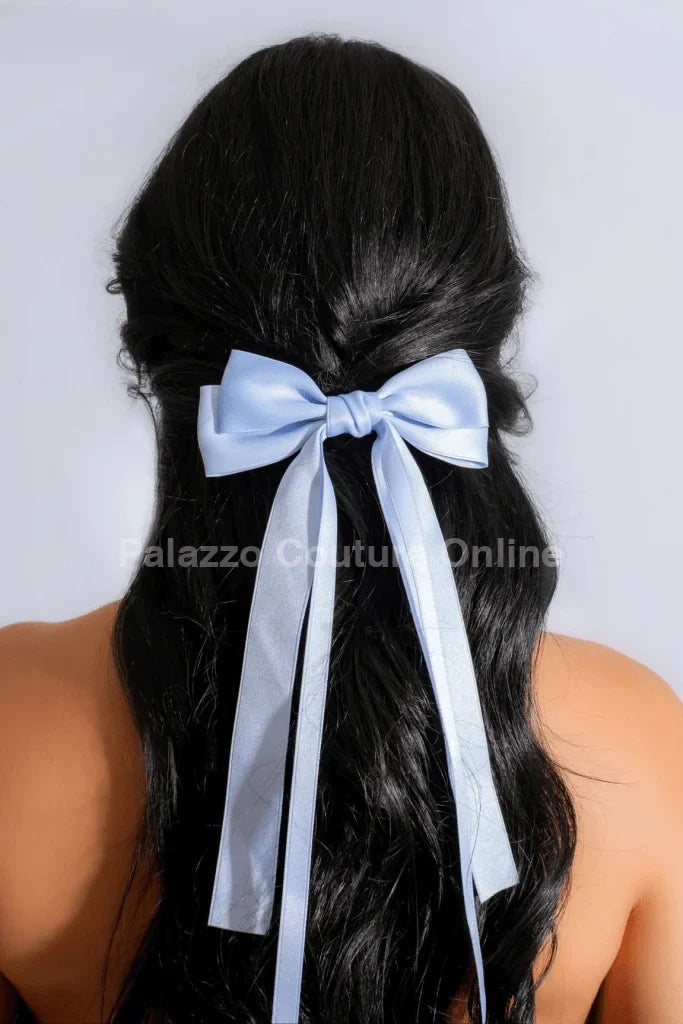 Luxury Double Ribbon Hair Bow (Baby Blue)
