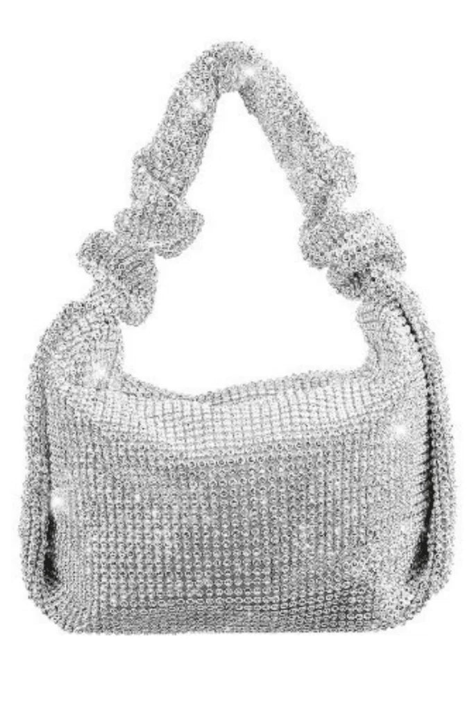Metallic Mesh Purse Hobo Style (Silver)