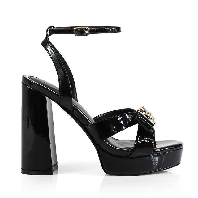 Platform Olina Tamara Cross & Bow Heels -Black