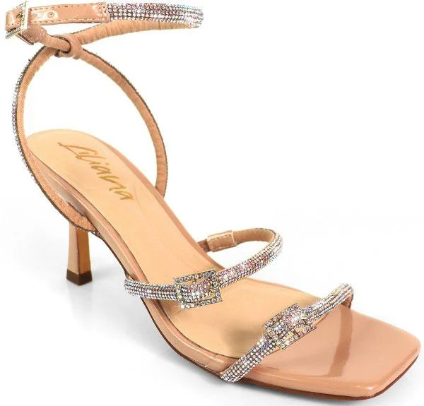 Radiance Julieta Rhinestone Buckle Heels - (Nude)