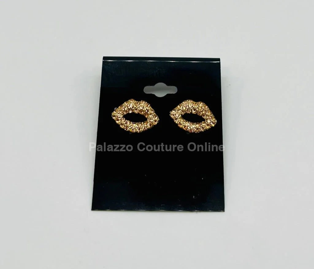 Ruby Pout Sparkle Stud Earrings
(Gold)