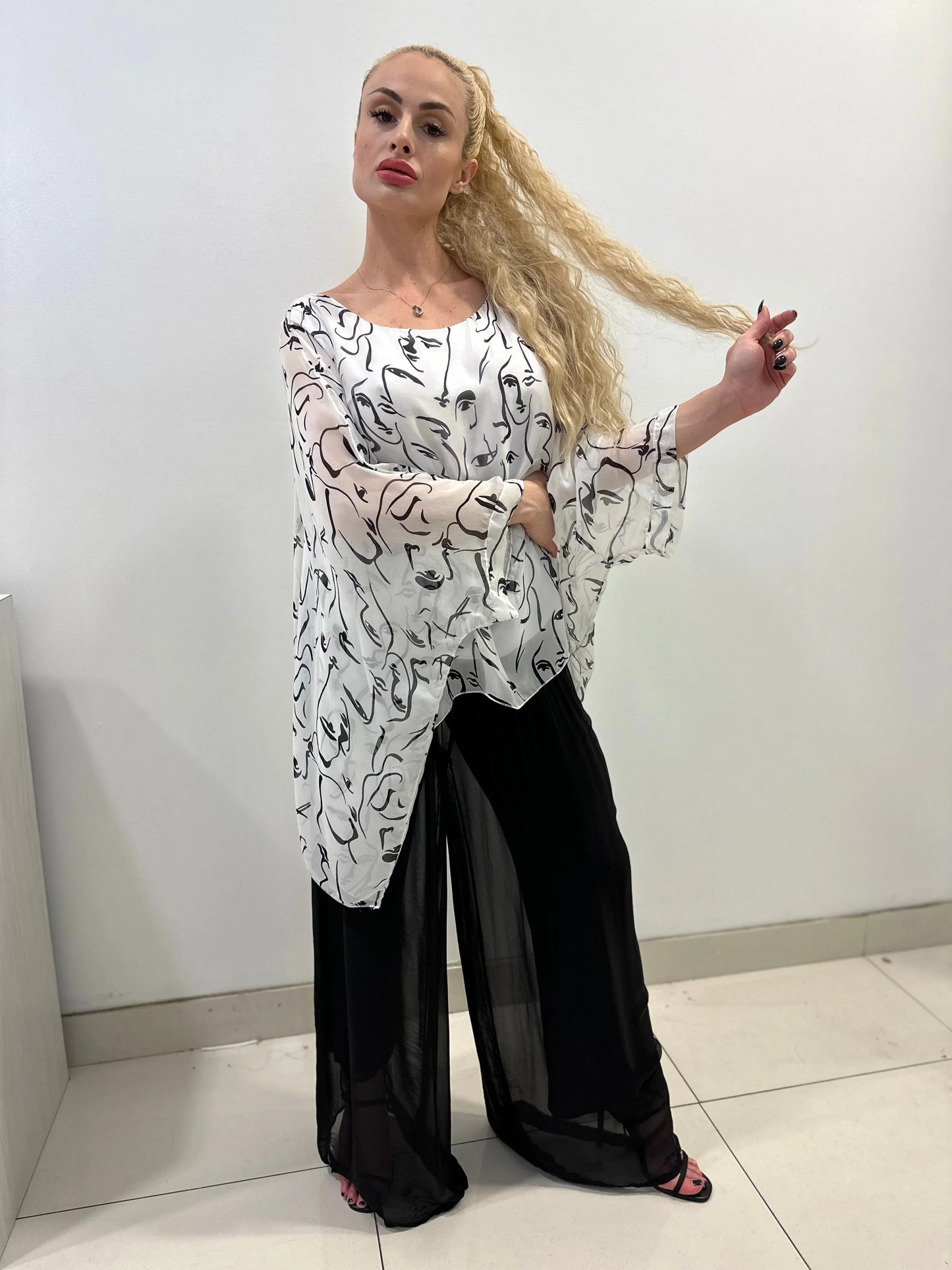 Splendida Silky Italian Blouse (White)