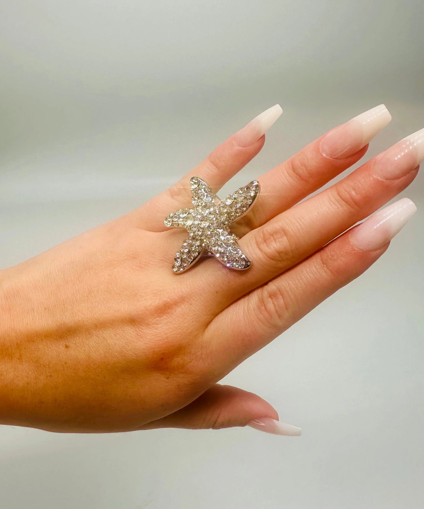 Starburst Crystal Ring (Silver)