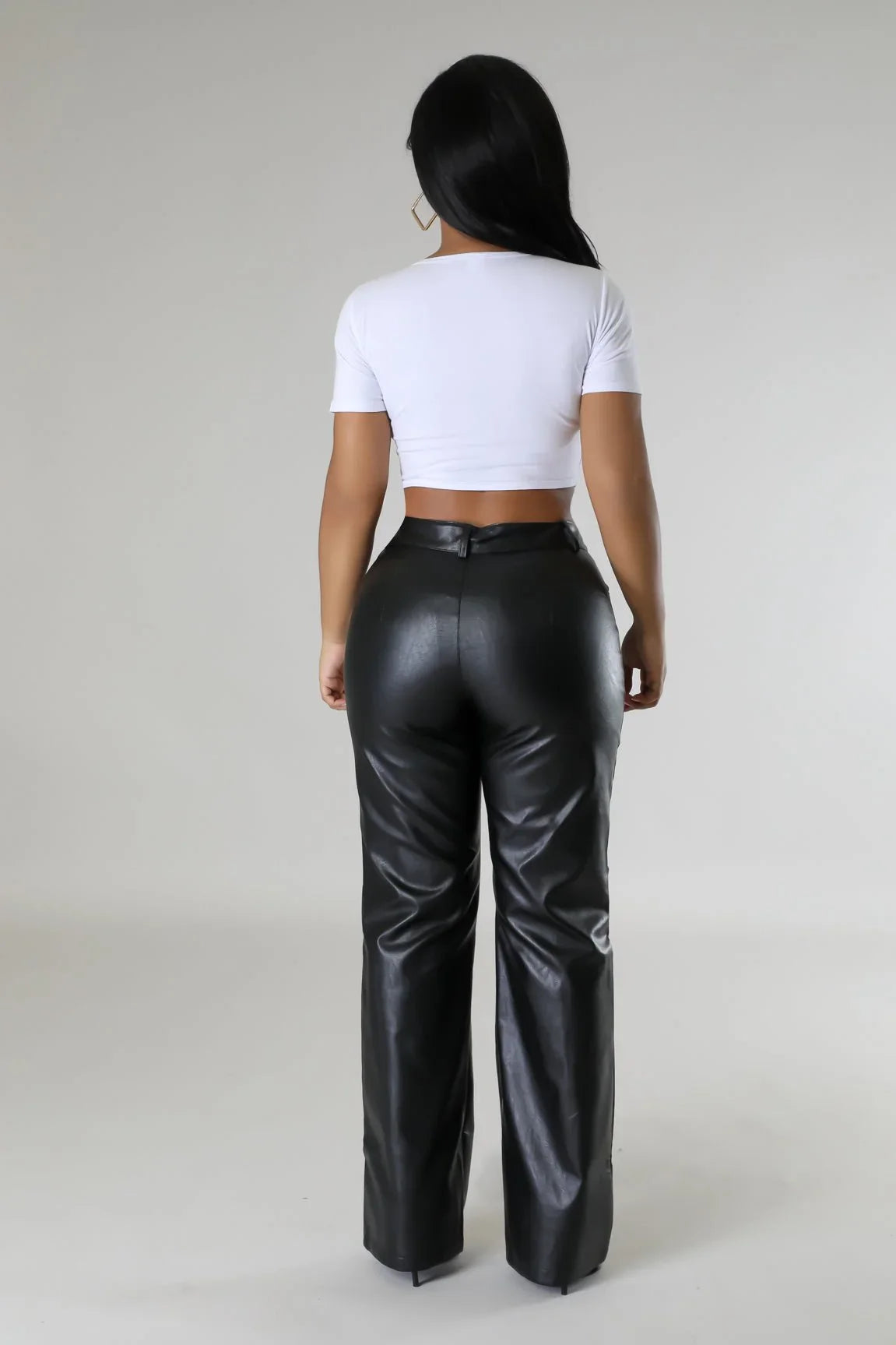 Strut and Slay Leather Wide‑Leg Pants – High Waist