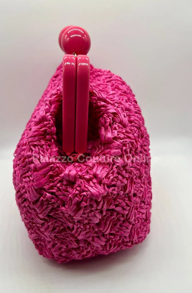 Vane Straw Vintage handbag (Hot Pink)