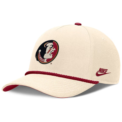 Nike Men's Vault Seminole Logo Adjustable Rise Vintage Structured Hat - Natural/Crimson