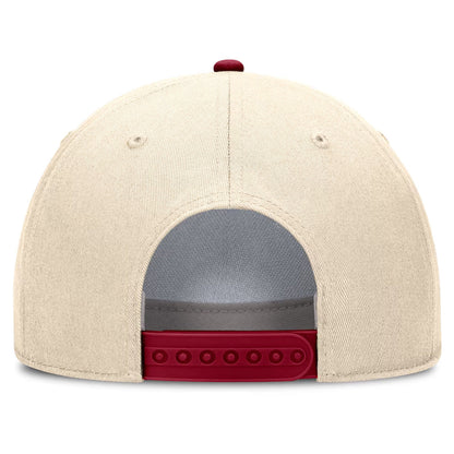 Nike Men's Vault Seminole Logo Adjustable Rise Vintage Structured Hat - Natural/Crimson