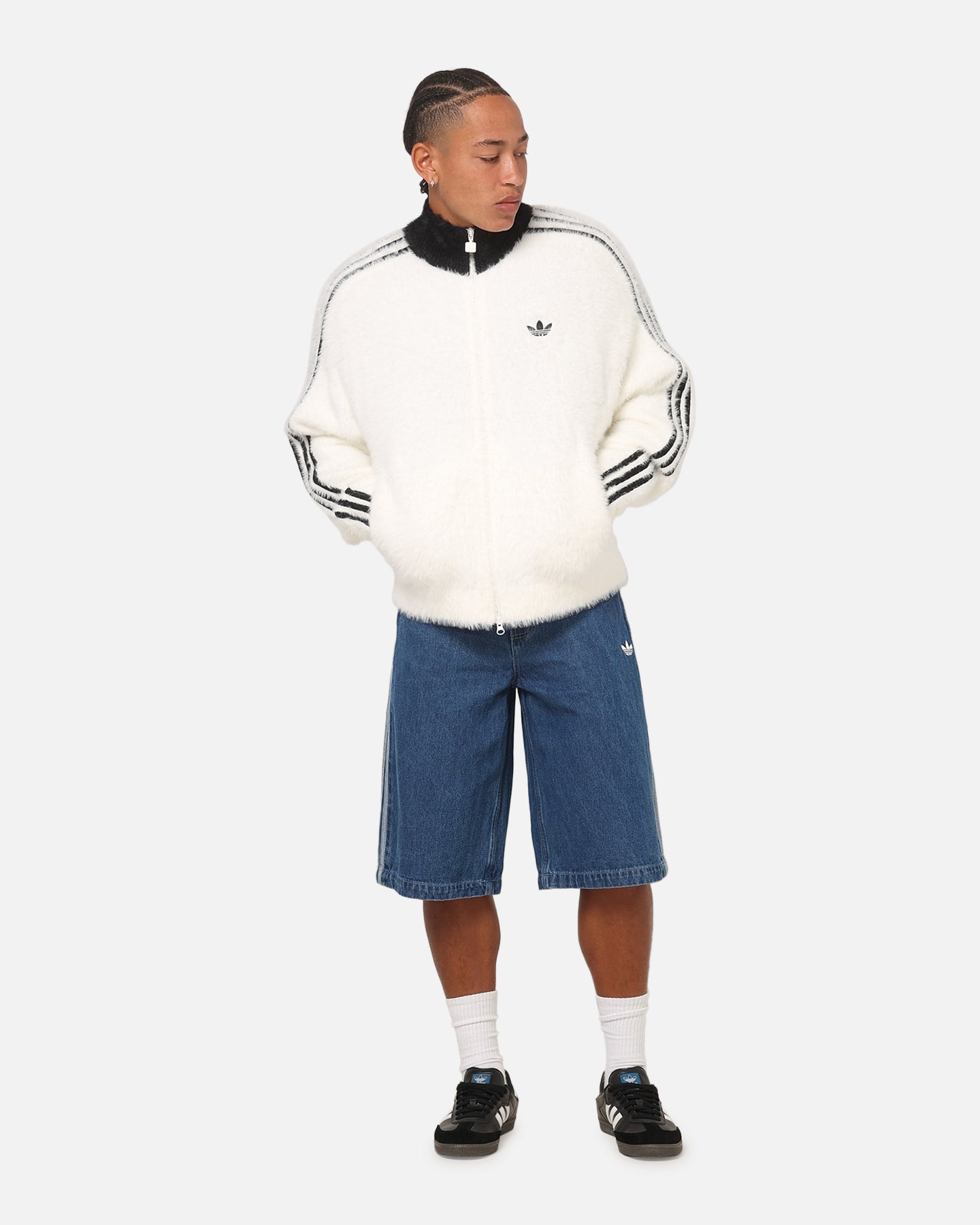 Adidas Faux Mohair Classic Track Top Off White/Black
