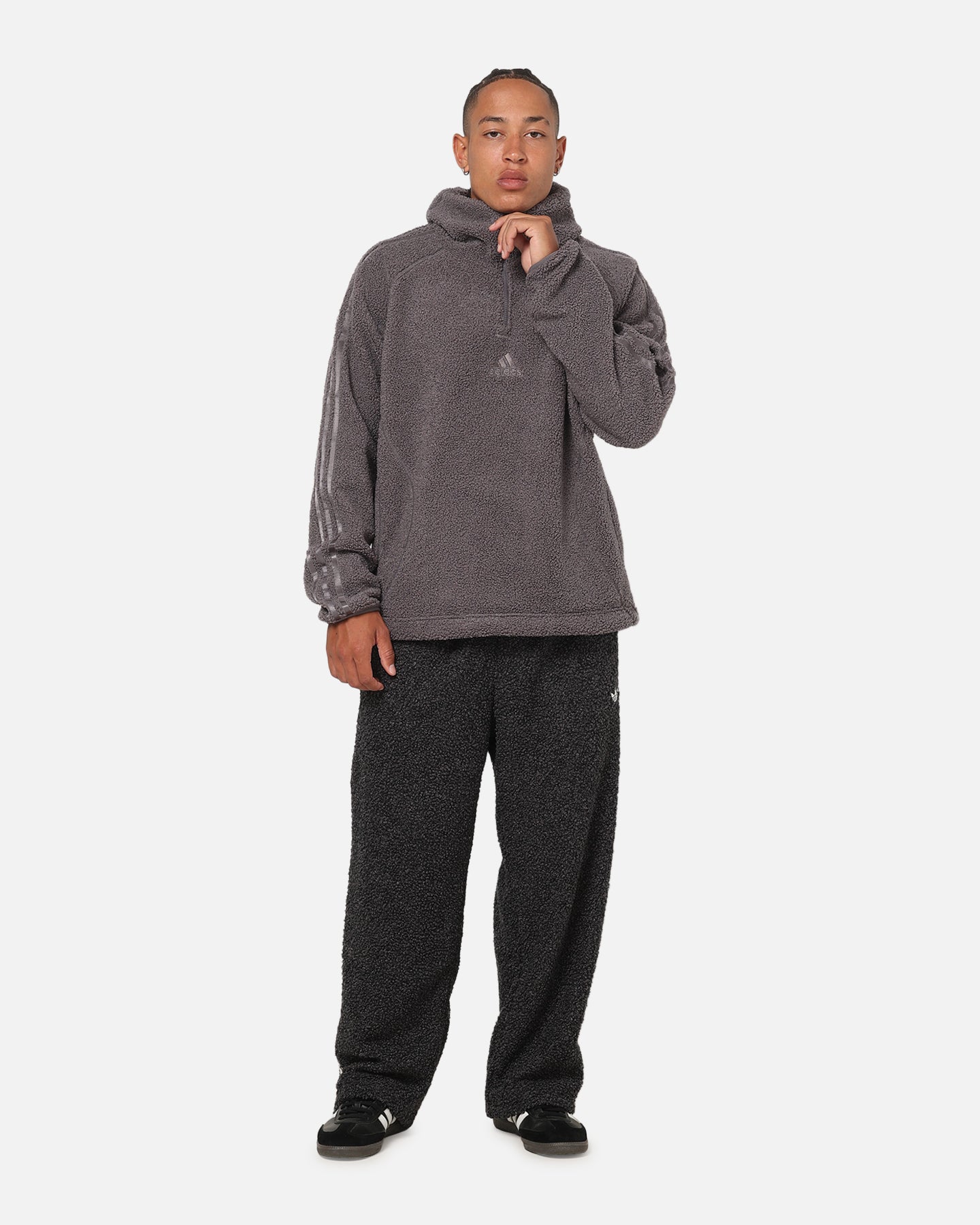 Adidas Fleece Teamgeist 1/4 Zip Hoodie Black