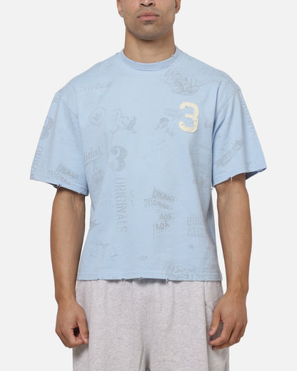 Adidas Vintage All Over Print T-Shirt Light Blue