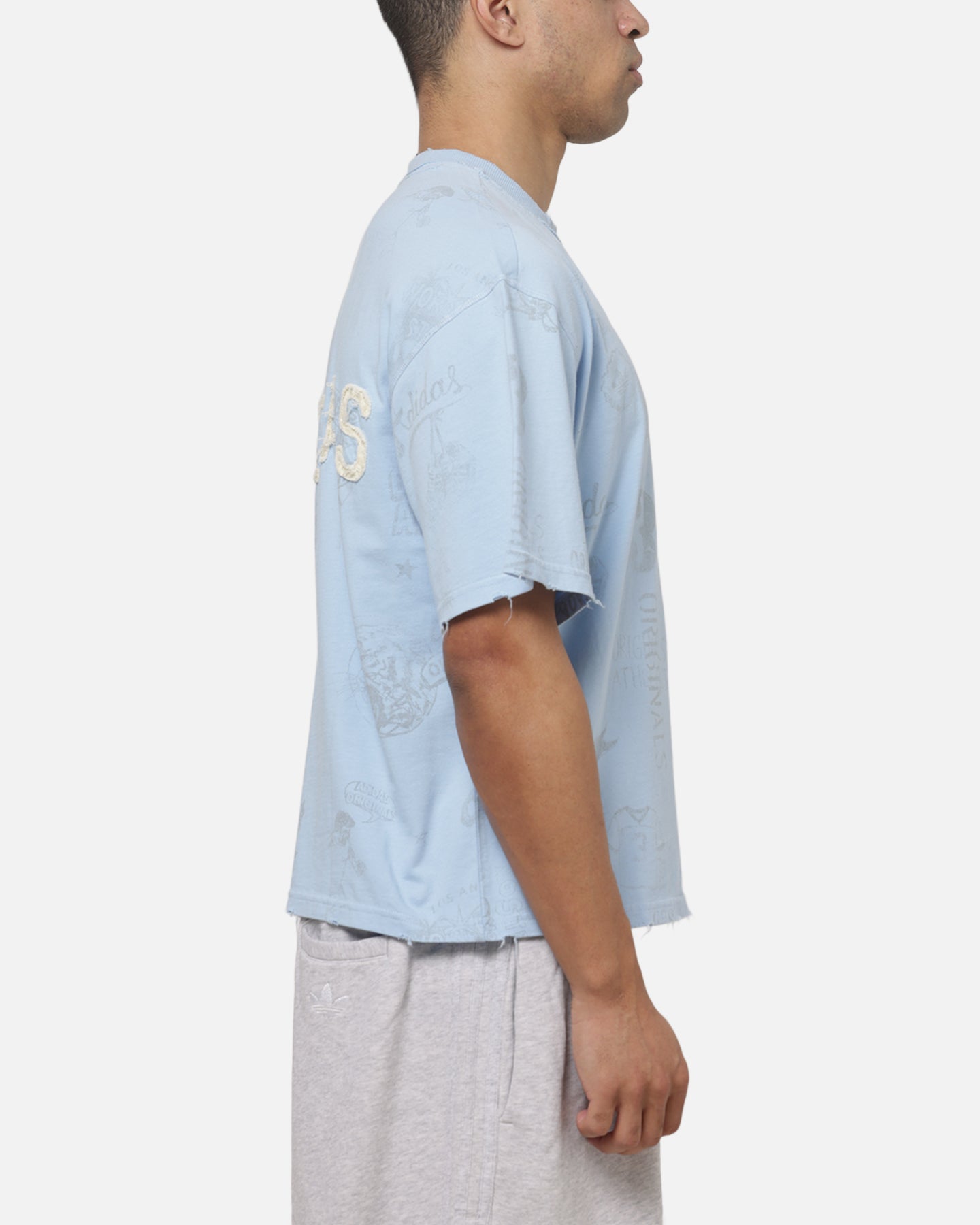 Adidas Vintage All Over Print T-Shirt Light Blue