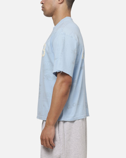 Adidas Vintage All Over Print T-Shirt Light Blue
