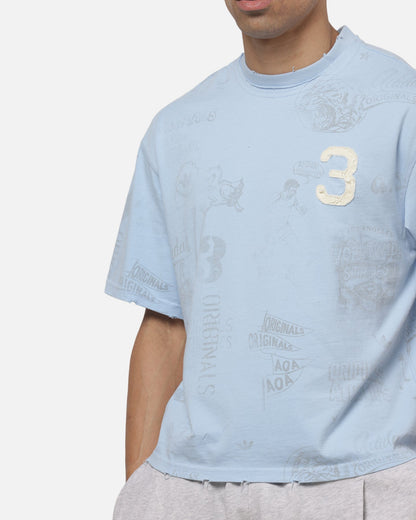 Adidas Vintage All Over Print T-Shirt Light Blue
