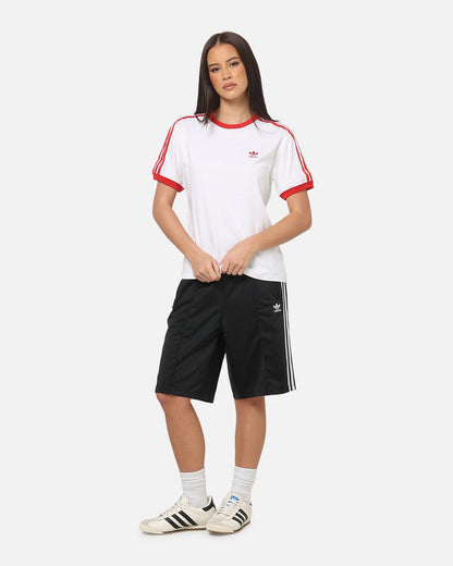 Adidas Women's 3 Stripe T-Shirt White/Red