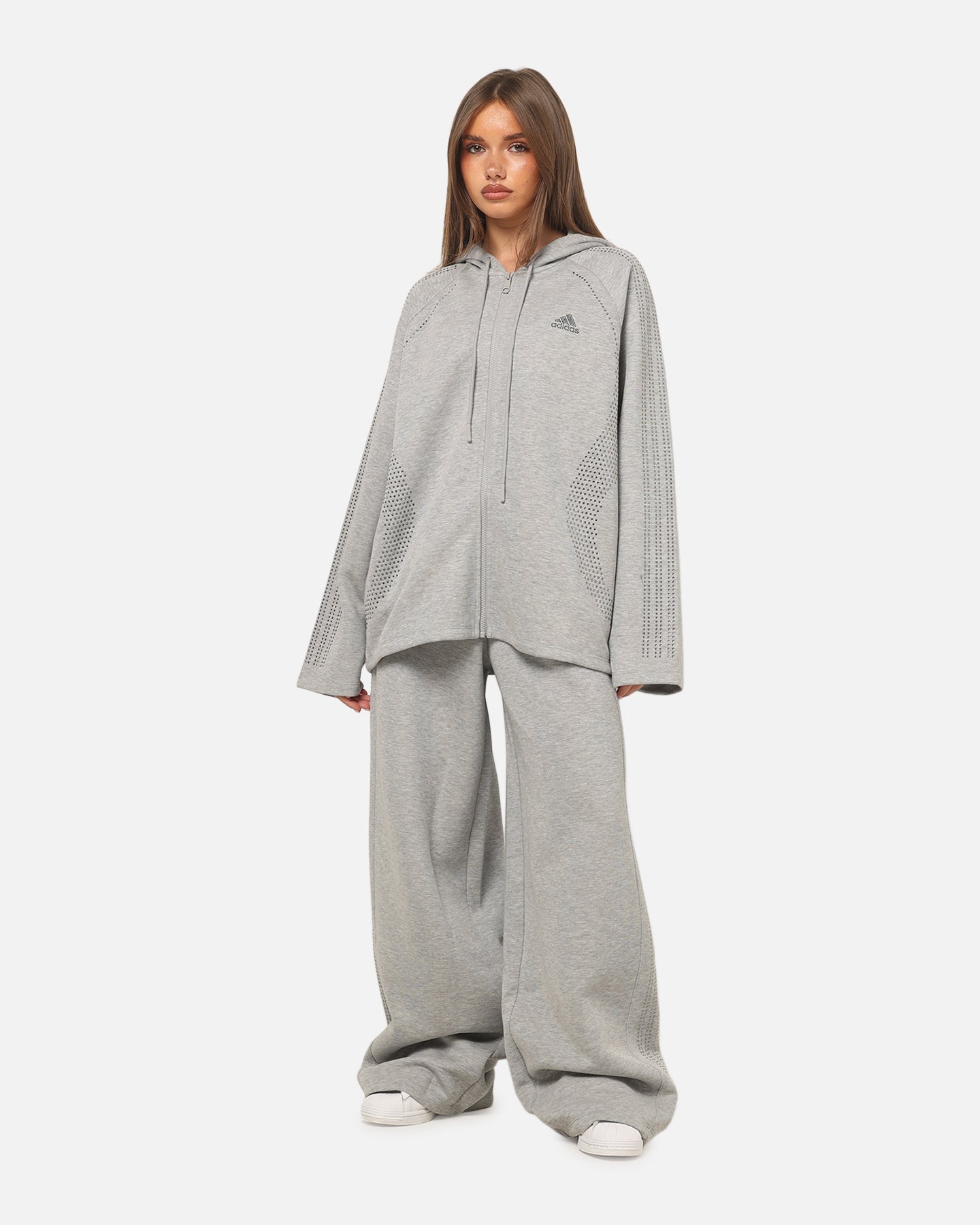 Adidas Women's Teamgeist Rhinestone Track Top Grey Marle