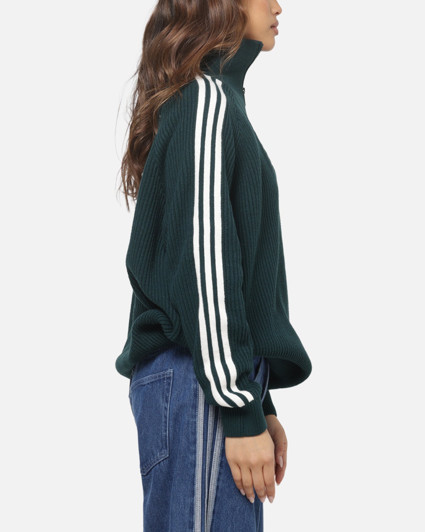 Adidas Women's Funnel Neck Quarter Zip Sweatshirt Green