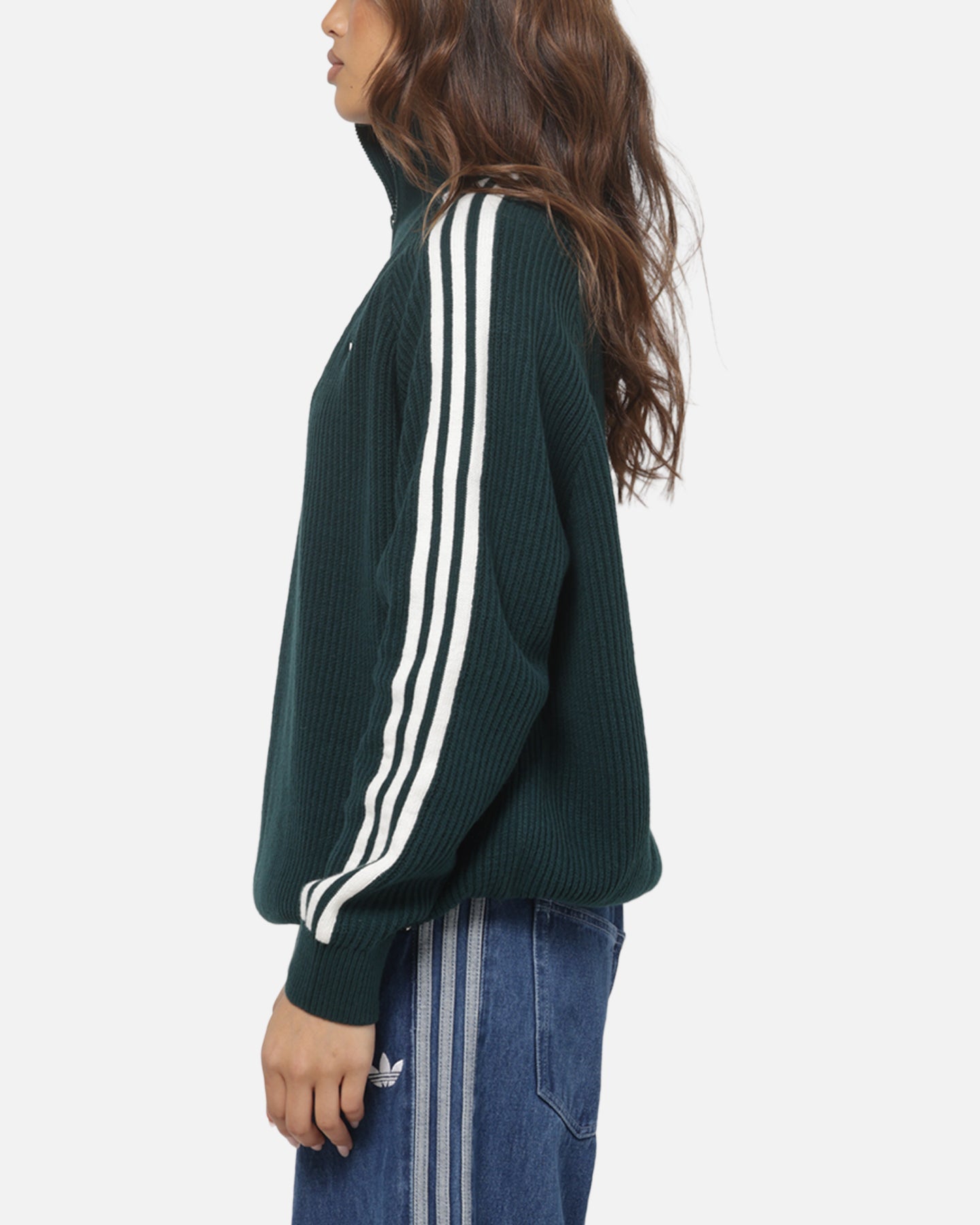 Adidas Women's Funnel Neck Quarter Zip Sweatshirt Green