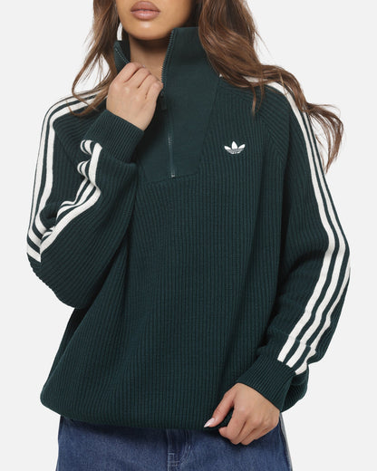 Adidas Women's Funnel Neck Quarter Zip Sweatshirt Green