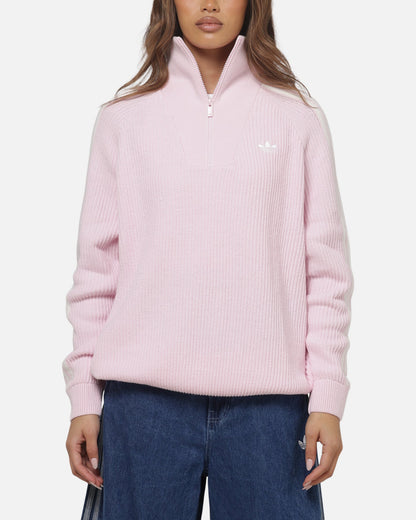 Adidas Women's Funnel Neck Quarter Zip Sweatshirt Pink