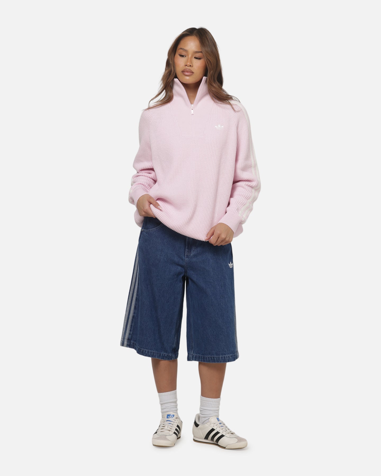 Adidas Women's Funnel Neck Quarter Zip Sweatshirt Pink