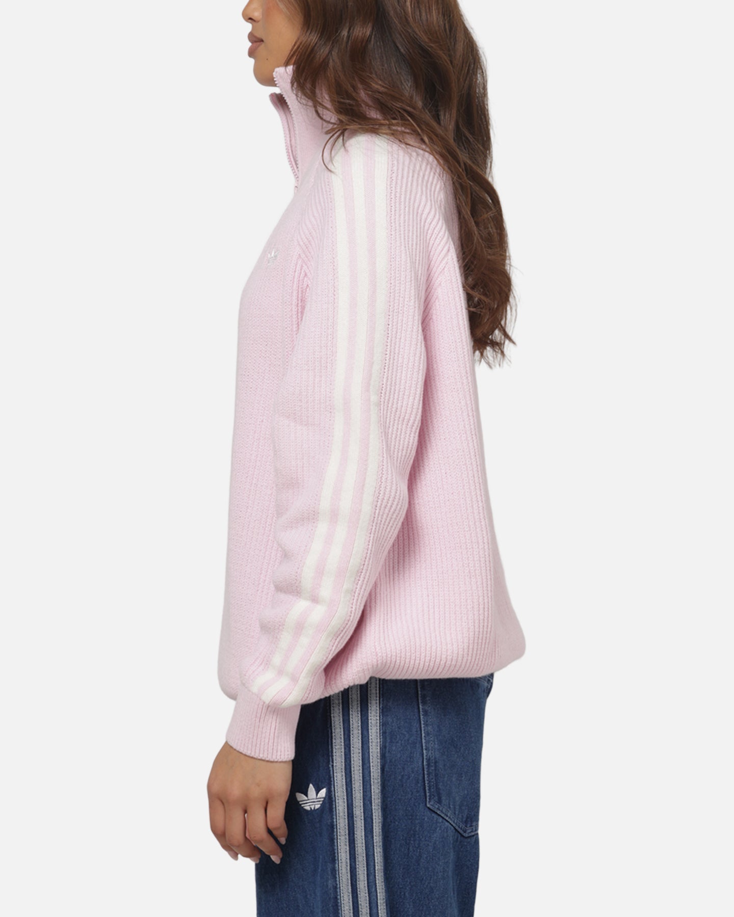 Adidas Women's Funnel Neck Quarter Zip Sweatshirt Pink