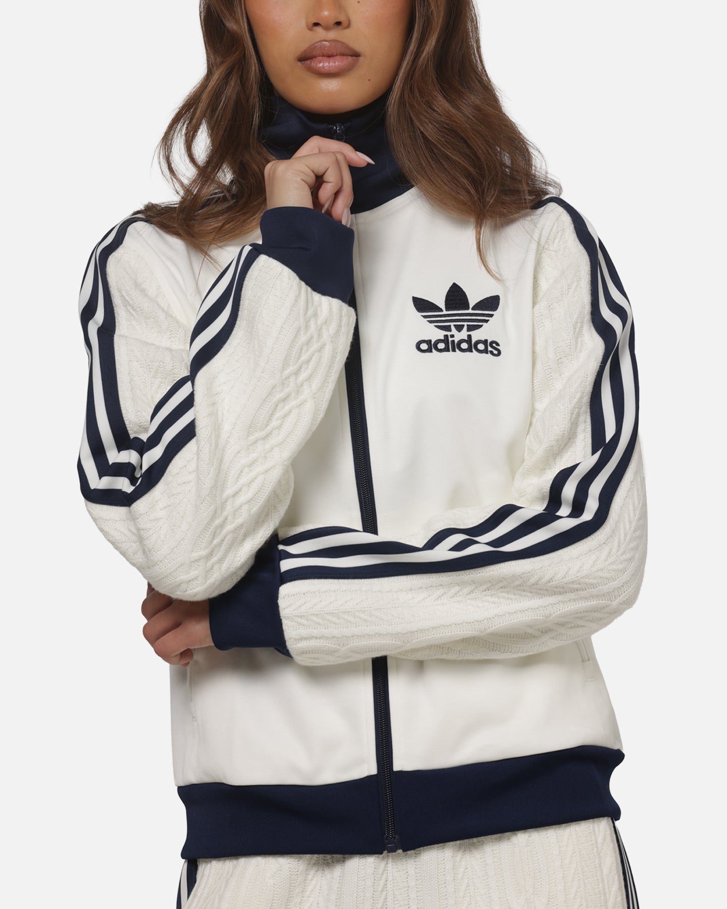 Adidas Women's Knit Classic Track Top Off White