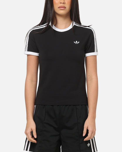 Adidas Women's 3 Stripe Slim T-Shirt Black/White