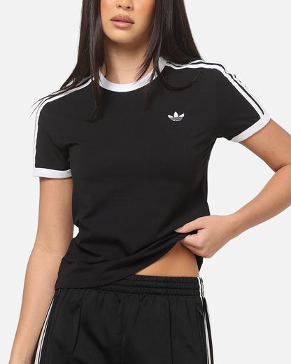Adidas Women's 3 Stripe Slim T-Shirt Black/White