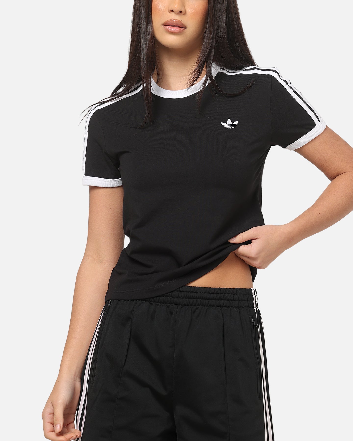 Adidas Women's 3 Stripe Slim T-Shirt Black/White