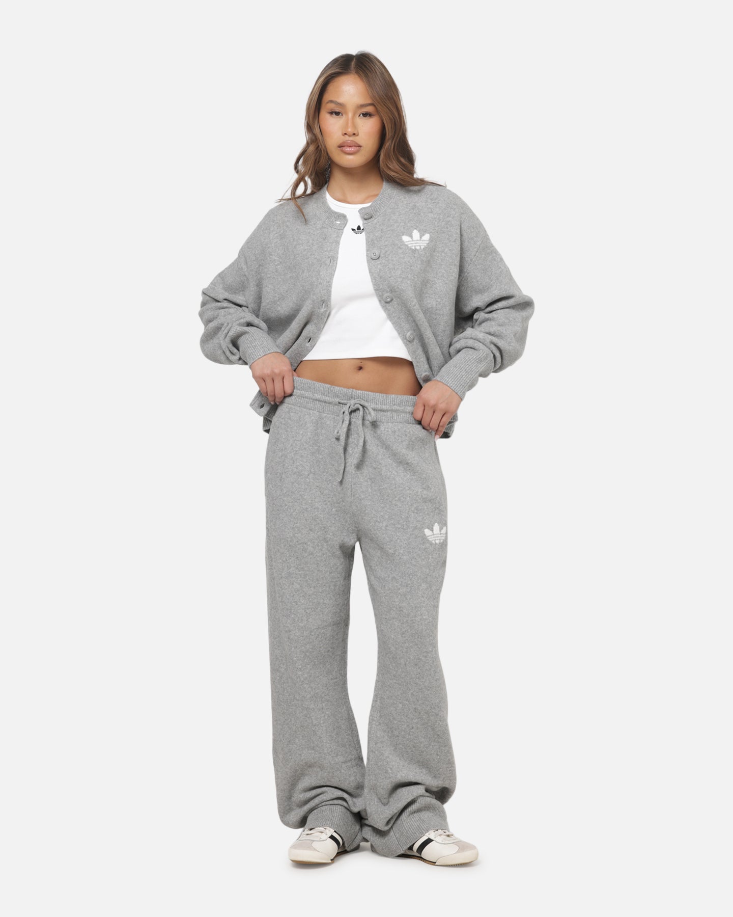 Adidas Women's Essentials Knit Cardigan Medium Grey Heather