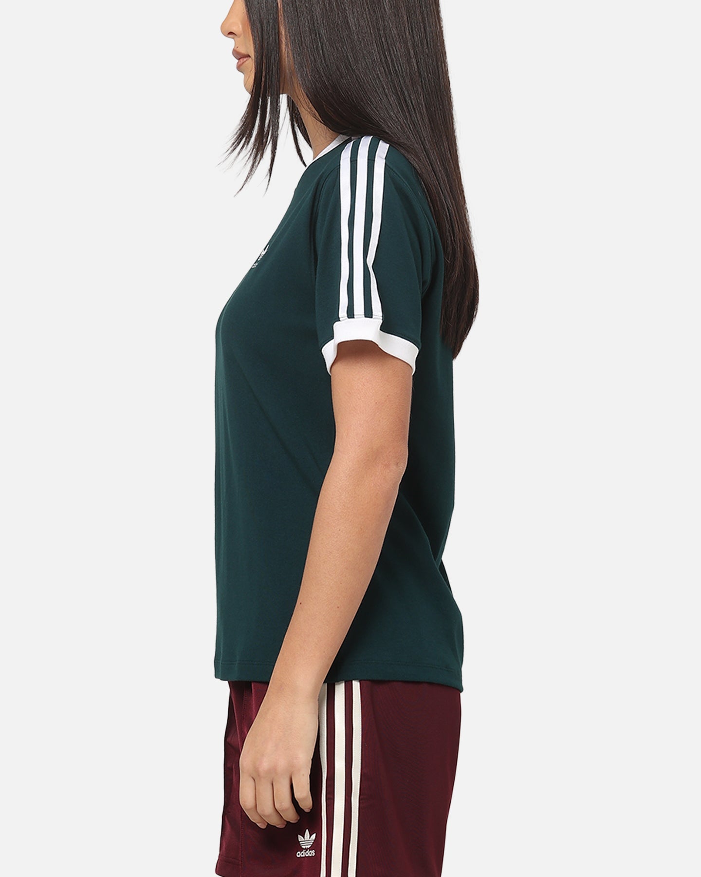 Adidas Women's 3 Stripe T-Shirt Green