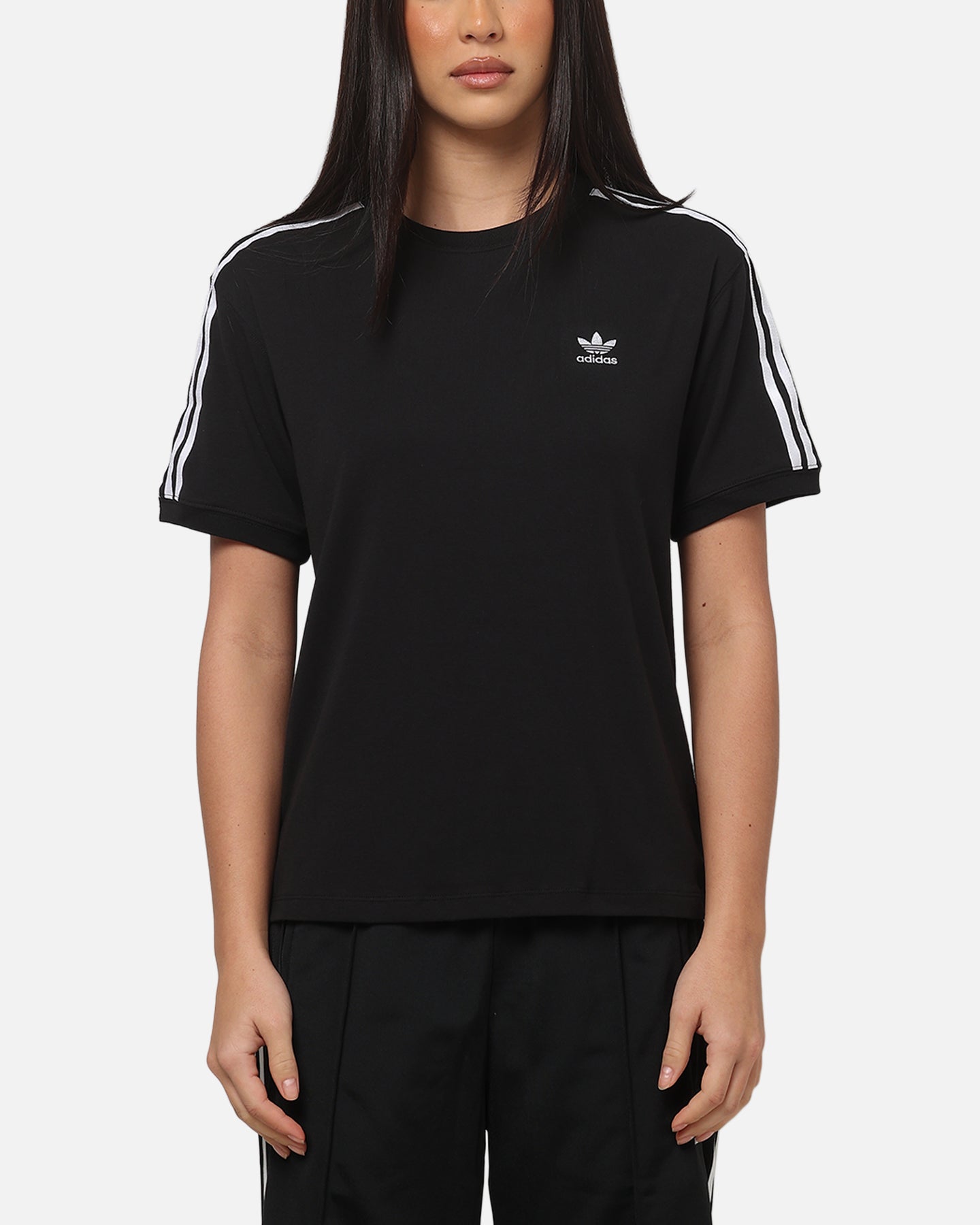 Adidas Women's 3 Stripe T-Shirt Black/White