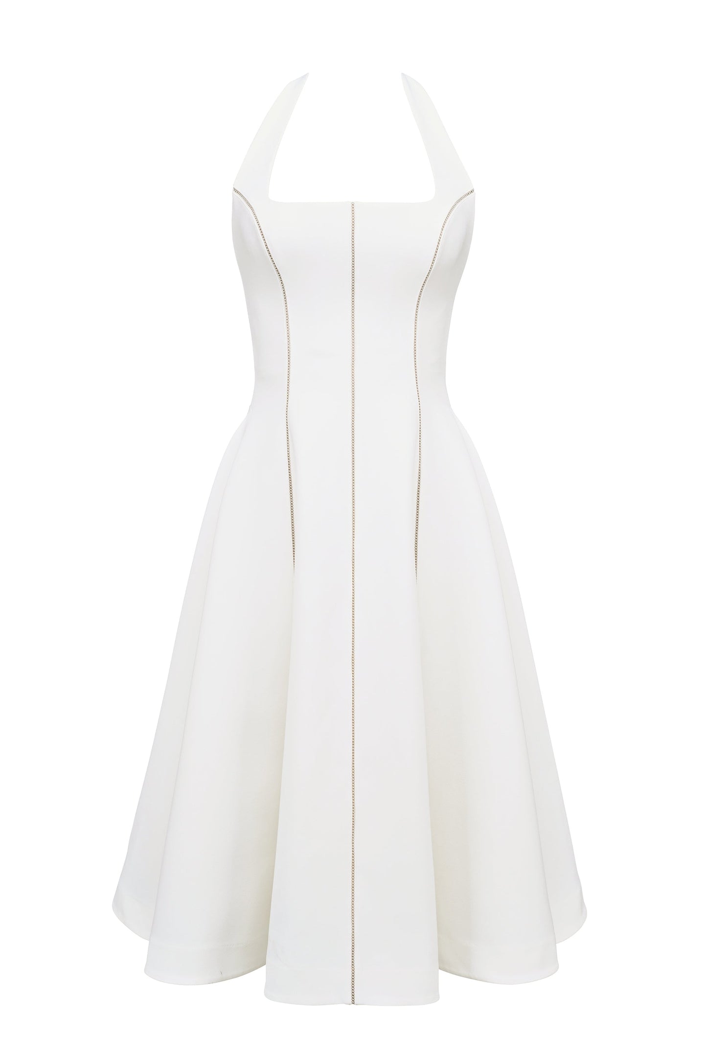ivory halter neck midi dress