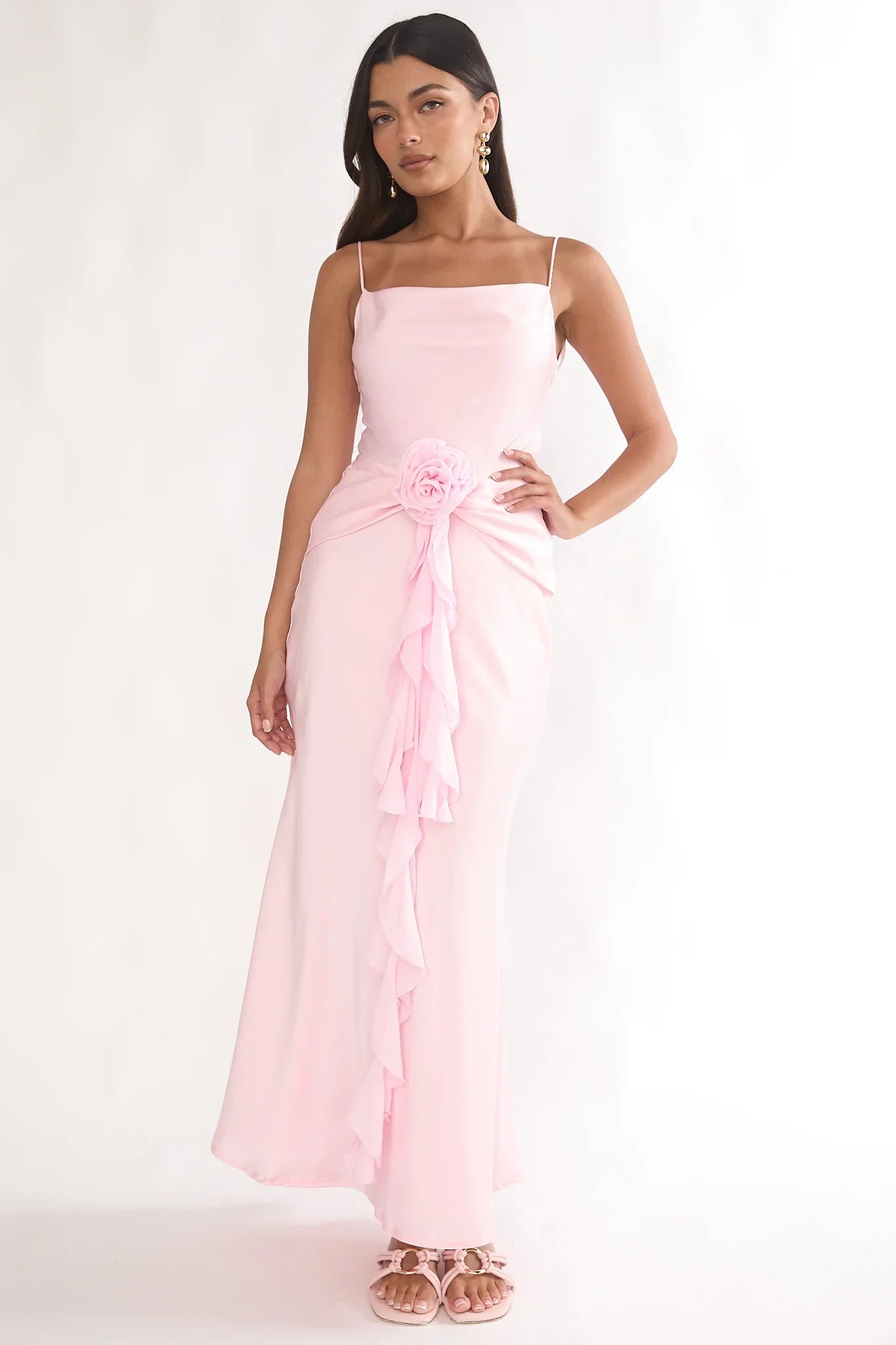 Mirenna Rosette Waist Maxi Dress Light Pink