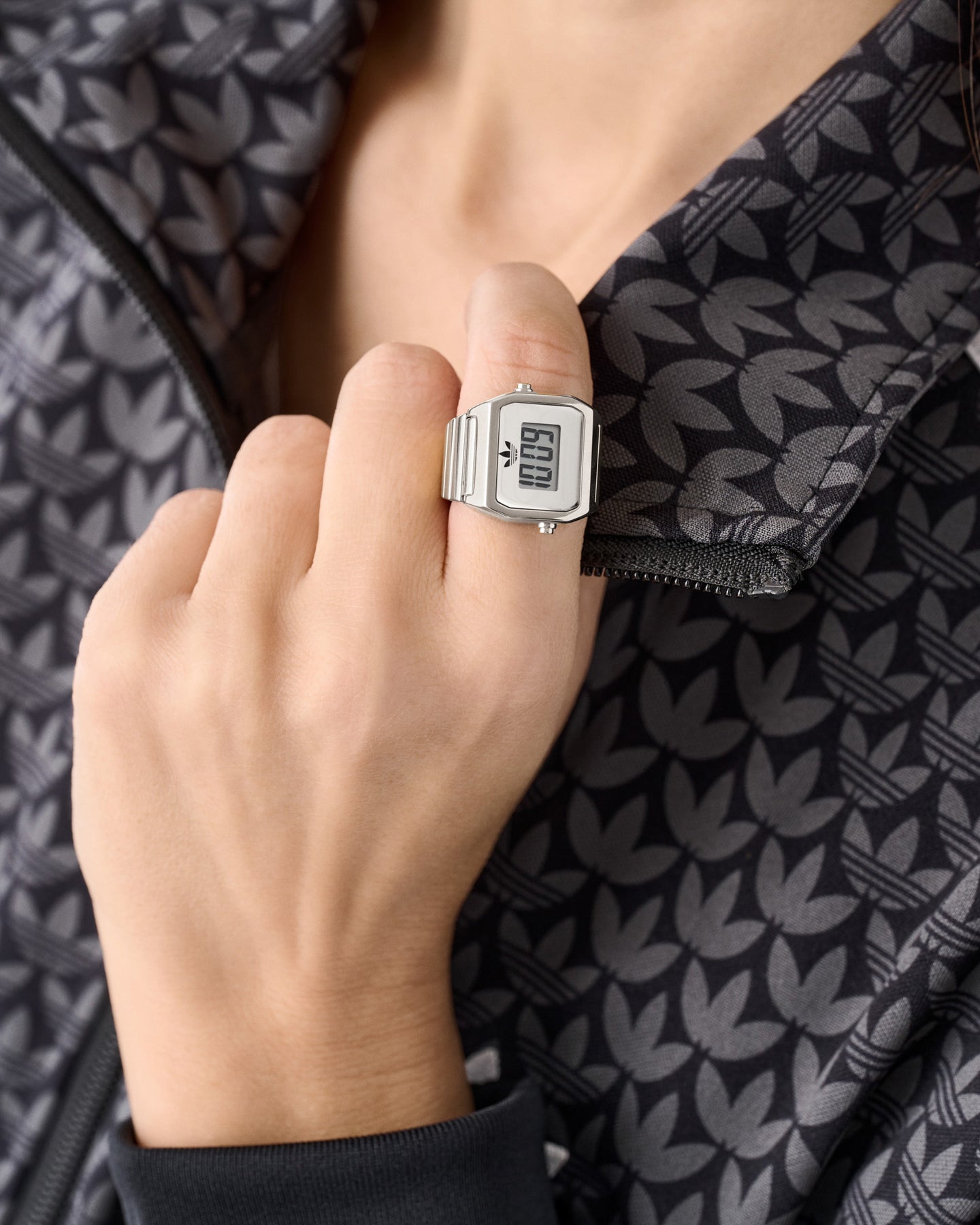 Adidas Digital Two Ring Watch Silver