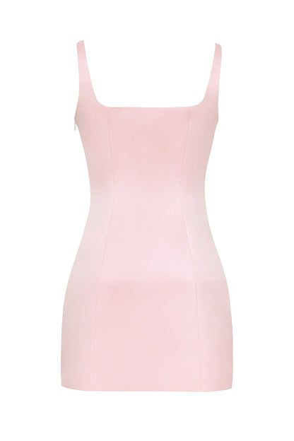 rose shadow satin sleeveless mini dress - sale