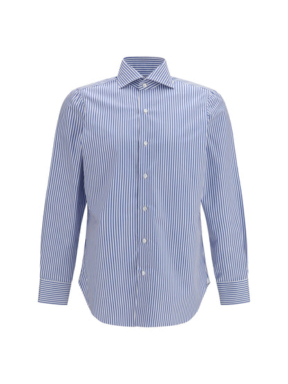 Finamore Striped Cotton Shirt — Blue