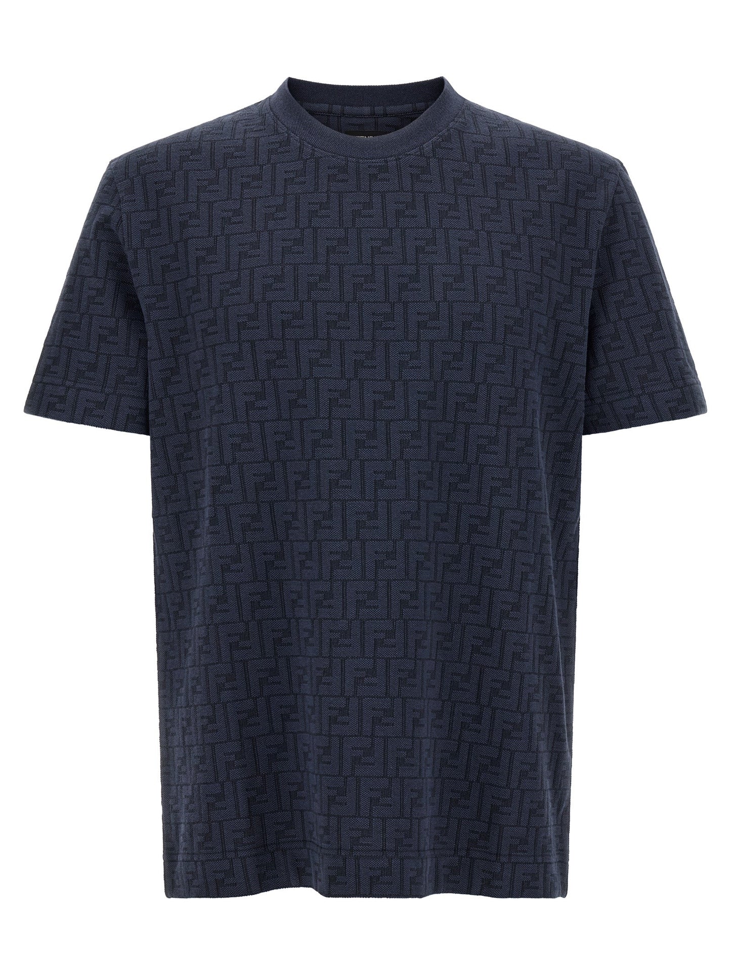 Fendi Logo-Embroidered Cotton Piqué T-Shirt — Navy