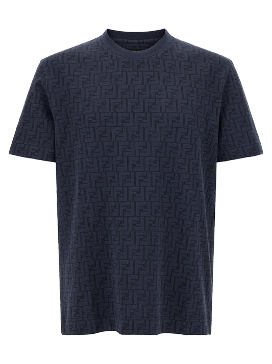 Fendi Logo-Embroidered Cotton Piqué T-Shirt — Navy
